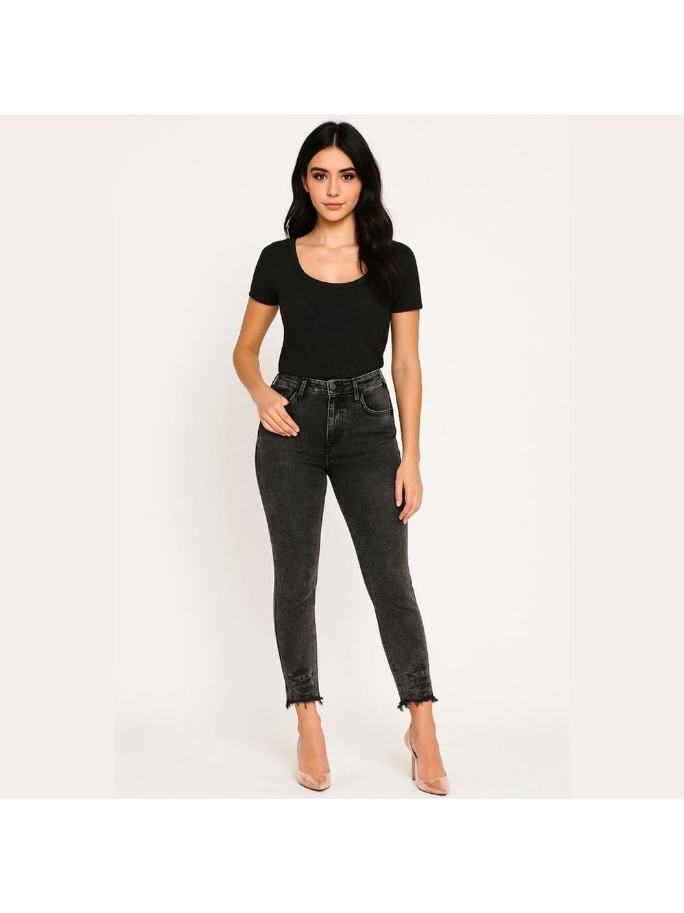 Agolde 28 Sophie High Rise skinny crop in temple, black